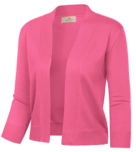 Yellow Cardigan - GRACE KARIN Womens 34 Sleeve Knit Cropped Cardigan Sweaters Open Front Bolero Shrugs Coat Tops S3XL Pink