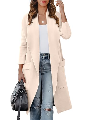 Blue Coat - ANRABESS Womens Long Cardigan Sweater 2024 Fall Fashion Casual Oversized Knit Open Front Coatigan Jacket Coat Trendy Outfits Light Pink