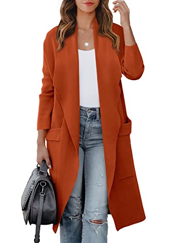 Blue Coat - ANRABESS Womens Long Cardigan Sweater 2024 Fall Fashion Casual Oversized Knit Open Front Coatigan Jacket Coat Trendy Outfits Orange