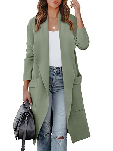 Blue Coat - ANRABESS Womens Long Cardigan Sweater 2024 Fall Fashion Casual Oversized Knit Open Front Coatigan Jacket Coat Trendy Outfits Olive