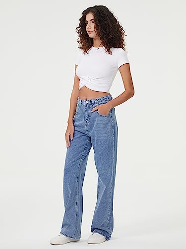 Rfm Jeans - HDLTE Women Wide Leg Jeans High Waist Baggy Jeans Loose Boyfriend Jeans Denim Pants Y2K