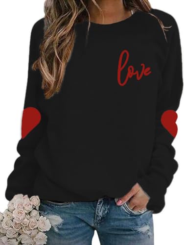 Heart Shirt - AIIWEIS Valentines Day Sweatshirt Women Love Heart Grahic Long Sleeve Shirt Casual Valentines Gifts Pullover Tops