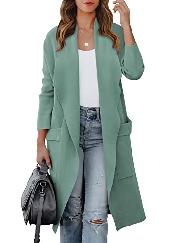 Blue Coat - ANRABESS Womens Long Cardigan Sweater 2024 Fall Fashion Casual Oversized Knit Open Front Coatigan Jacket Coat Trendy Outfits Gray Green