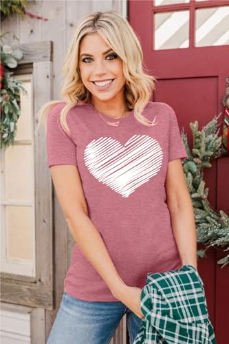 Heart Shirt - Valentines Day Shirt for Women Cute Love Heart Tshirts Graphic Valentine Gift Tee Casual Hearts Tops