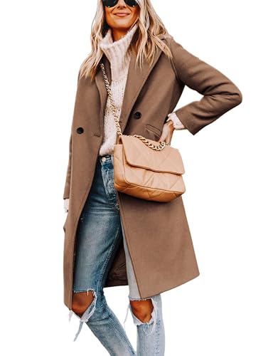 Blue Coat - Yidarer Womens Winter Wool MidLong Coat Notch Lapel SingleBreasted Trench Coat Outwear Camel