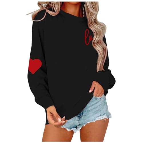 Heart Shirt - AIIWEIS Valentines Day Sweatshirt Women Love Heart Grahic Long Sleeve Shirt Casual Valentines Gifts Pullover Tops