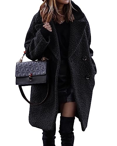 Blue Coat - BTFBM Women 2024 Winter Faux Fur Coats Lapel Long Sleeve Fuzzy Fleece Outerwear Button Down Sherpa Jackets Fall Outfits Solid Black