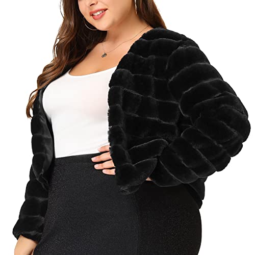 Hot Pink Fur Coat - Agnes Orinda Plus Size Faux Fur Jacket for Women Open Front Collarless Wedding Formal Cropped Faux Fur Winter Jackets