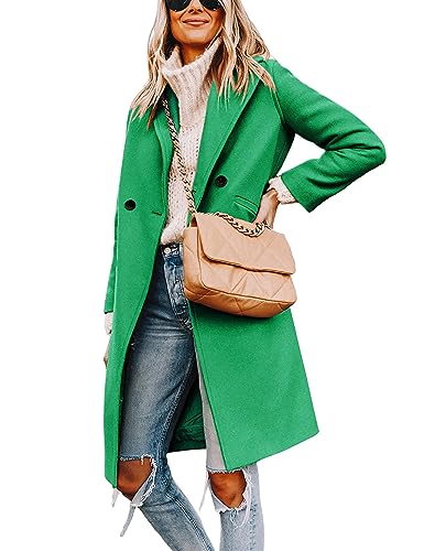 Blue Coat - Yidarer Womens Winter Wool MidLong Coat Notch Lapel SingleBreasted Trench Coat Outwear Green