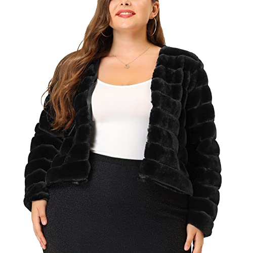 Hot Pink Fur Coat - Agnes Orinda Plus Size Faux Fur Jacket for Women Open Front Collarless Wedding Formal Cropped Faux Fur Winter Jackets