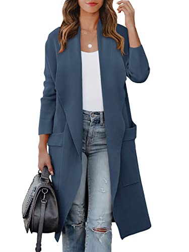 Blue Coat - ANRABESS Womens Long Cardigan Sweater 2024 Fall Fashion Casual Oversized Knit Open Front Coatigan Jacket Coat Trendy Outfits Deep Blue