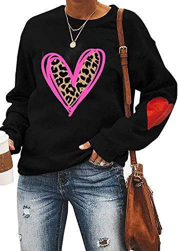 Heart Shirt - Ykomow Valentines Day Shirts Women Plaid Love Heart Valentines Day Sweatshirts Raglan Tops Black-2