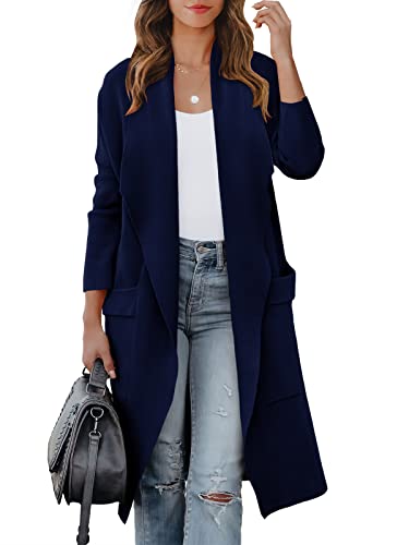 Blue Coat - ANRABESS Womens Long Cardigan Sweater 2024 Fall Fashion Casual Oversized Knit Open Front Coatigan Jacket Coat Trendy Outfits Navy Blue