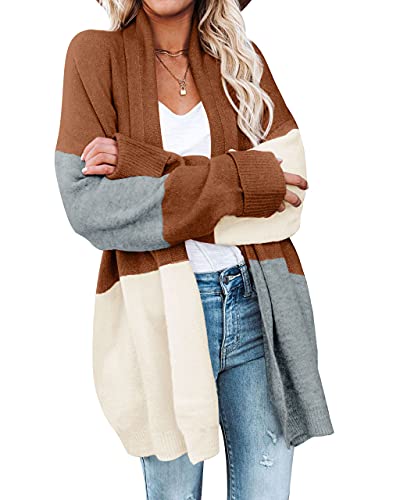 Yellow Cardigan - For G and PL Womens VNeck Long Sleeve Cardigan Cable Knit Open Front with Pockets Sweater Outerwear Brown B