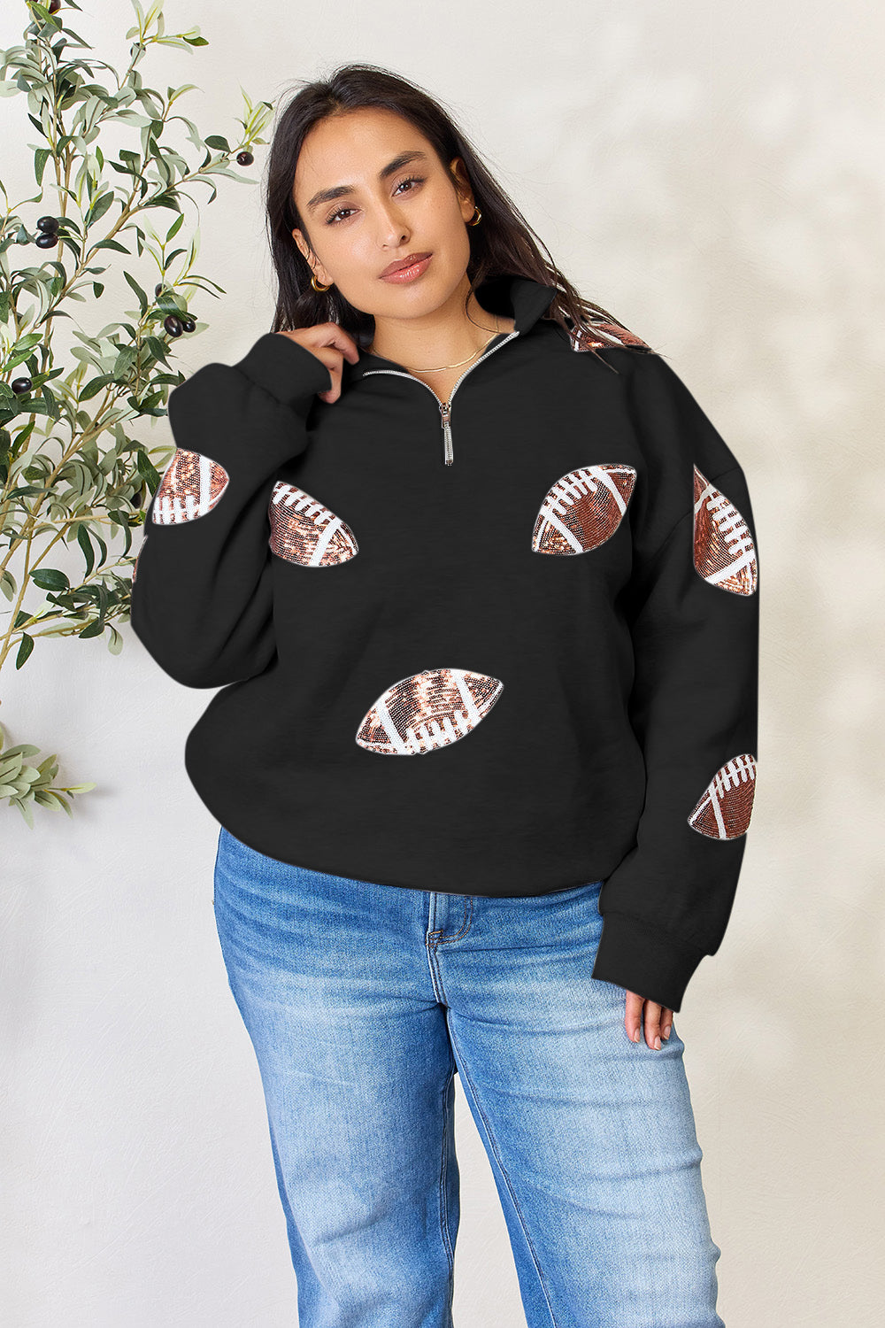 Back-to-School Sequin Football Sweatshirt