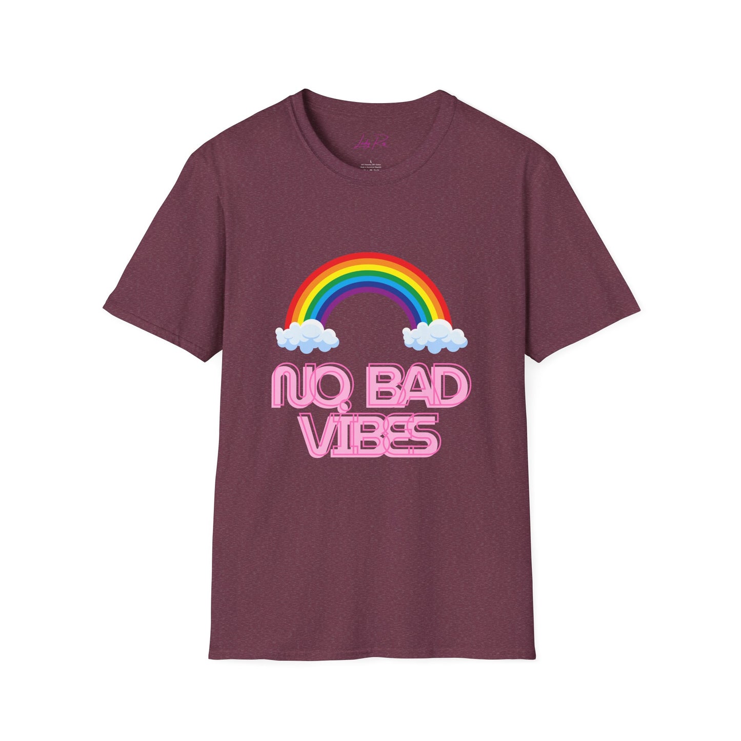 No Bad Vibes Rainbow T-Shirt – Spread Positivity in Style Heather Maroon