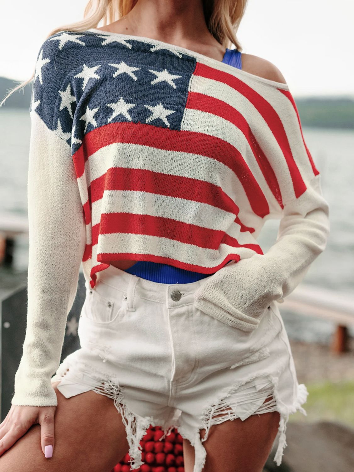 American Flag Knit Top