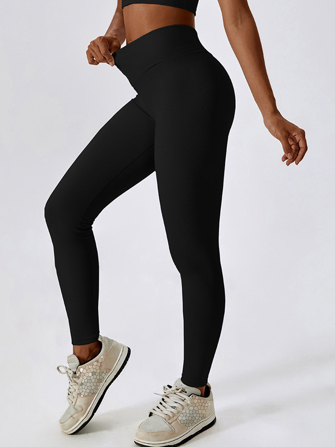 High-Waisted Nylon Leggings with Wide Band