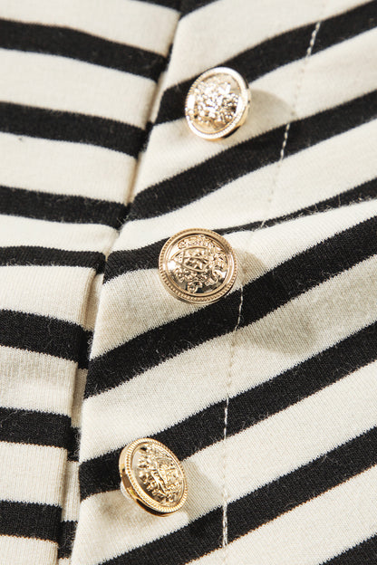 Back-to-School Striped Button Sweatshirt