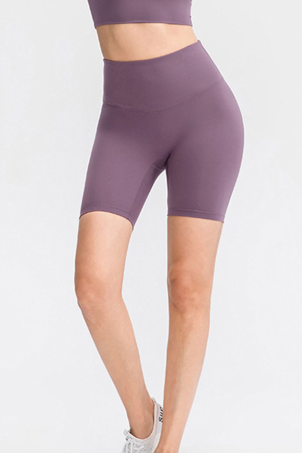 Slim Fit Wide Waistband Sports Shorts Mauve