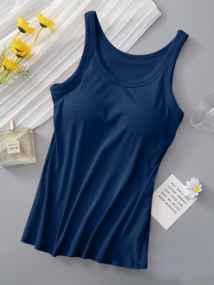 Built-in Bra Tank Top Dark Blue