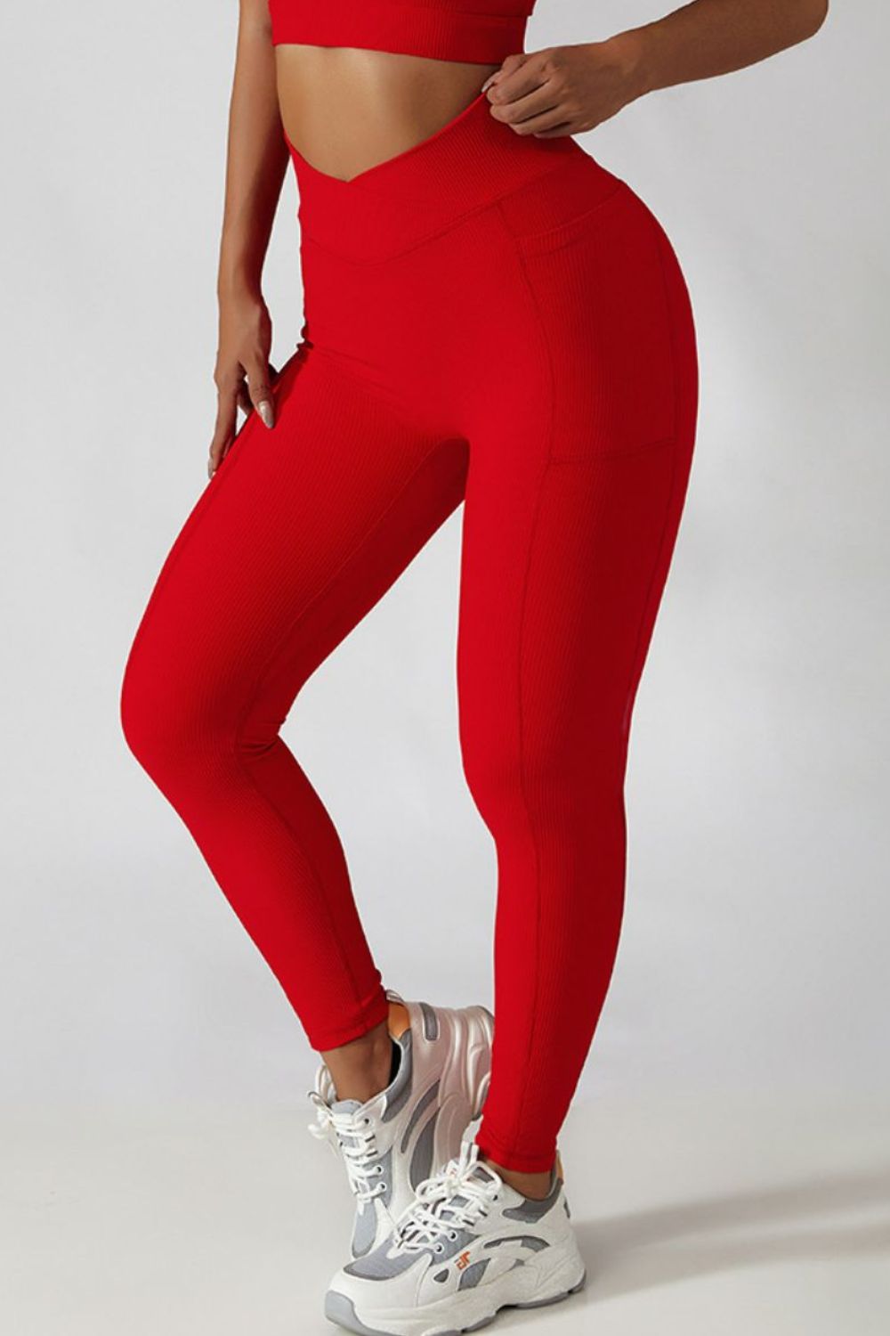 High-Waist Pocket Leggings with Crossover Detail