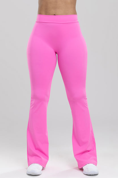 Ruched High Waist Bootcut Active Pants Pink