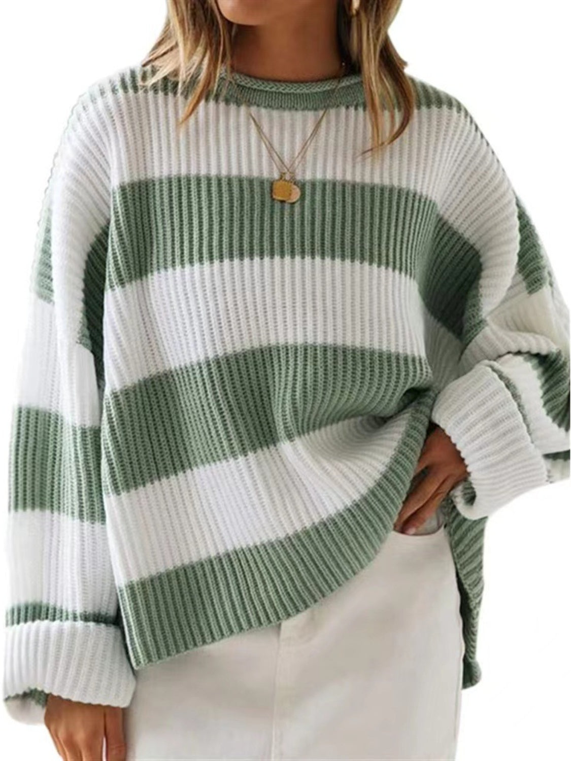 Round Neck Long Sleeve Sweater Sage