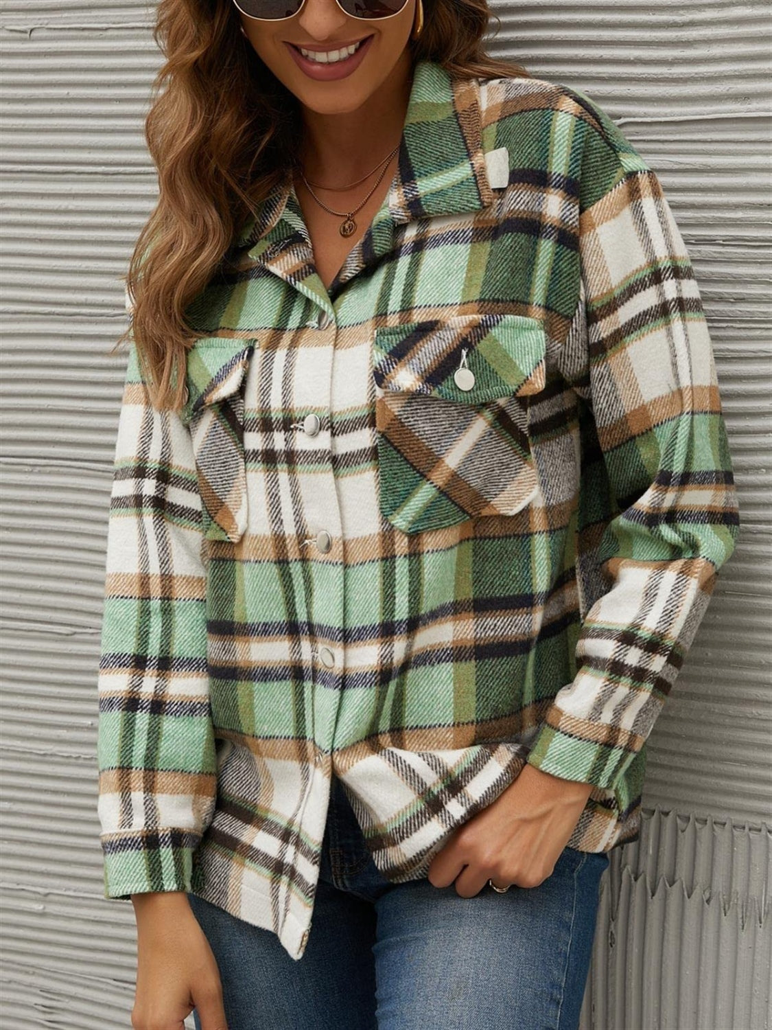 Plaid Button-Up Jacket