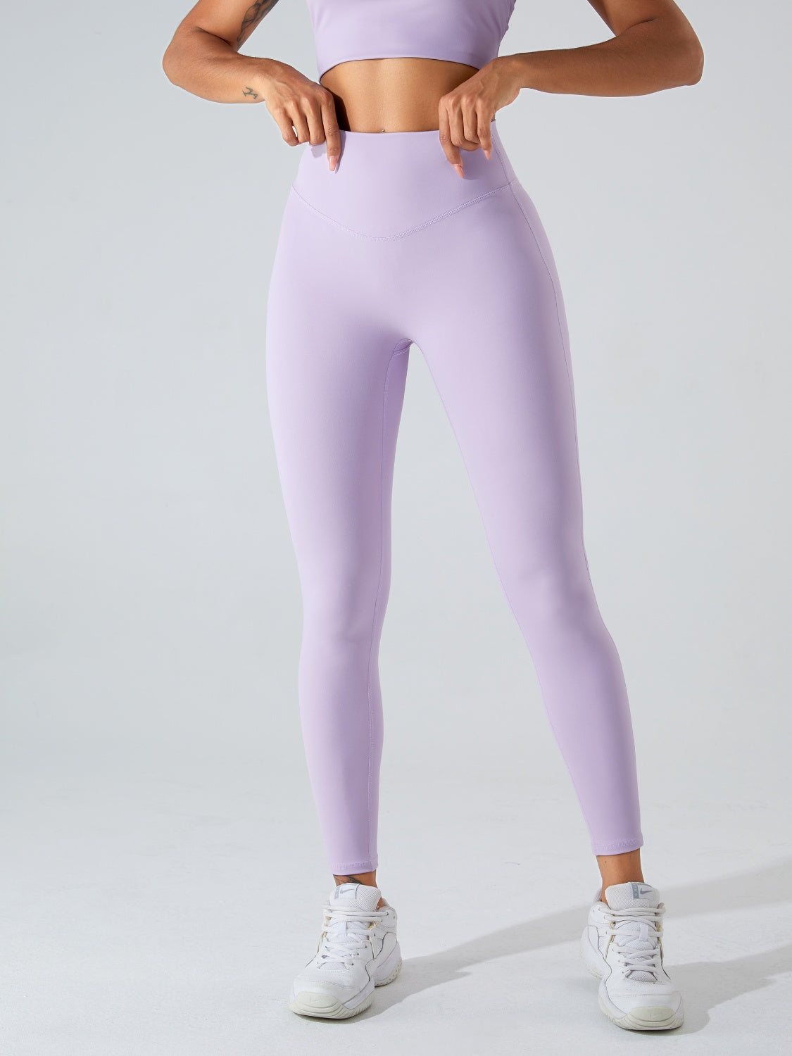 High Waist Wide Waistband Active Leggings Lavender