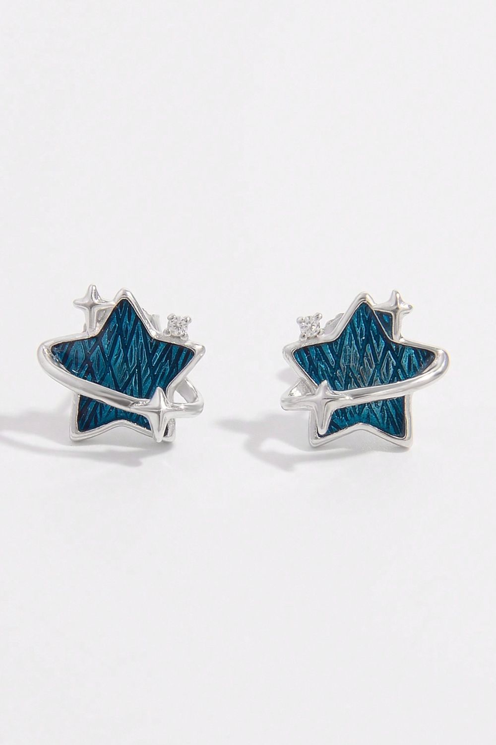 Sparkling Star Stud Earrings for Women Silver One Size