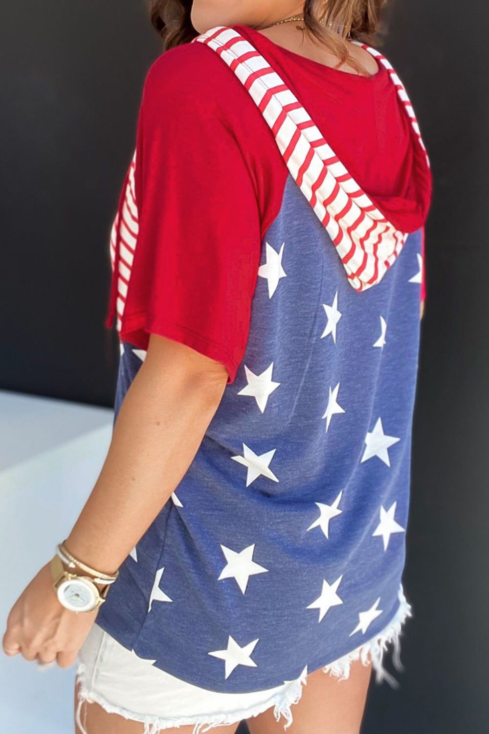 Patriotic Stars & Stripes Drawstring Hoodie