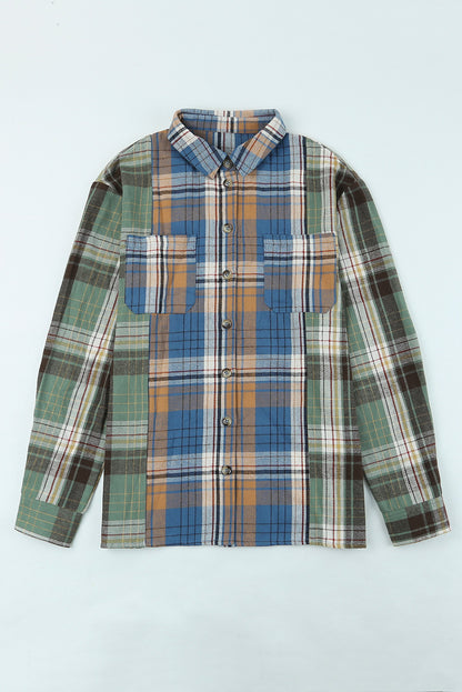 Stretchy Plaid Button-Down Shirt