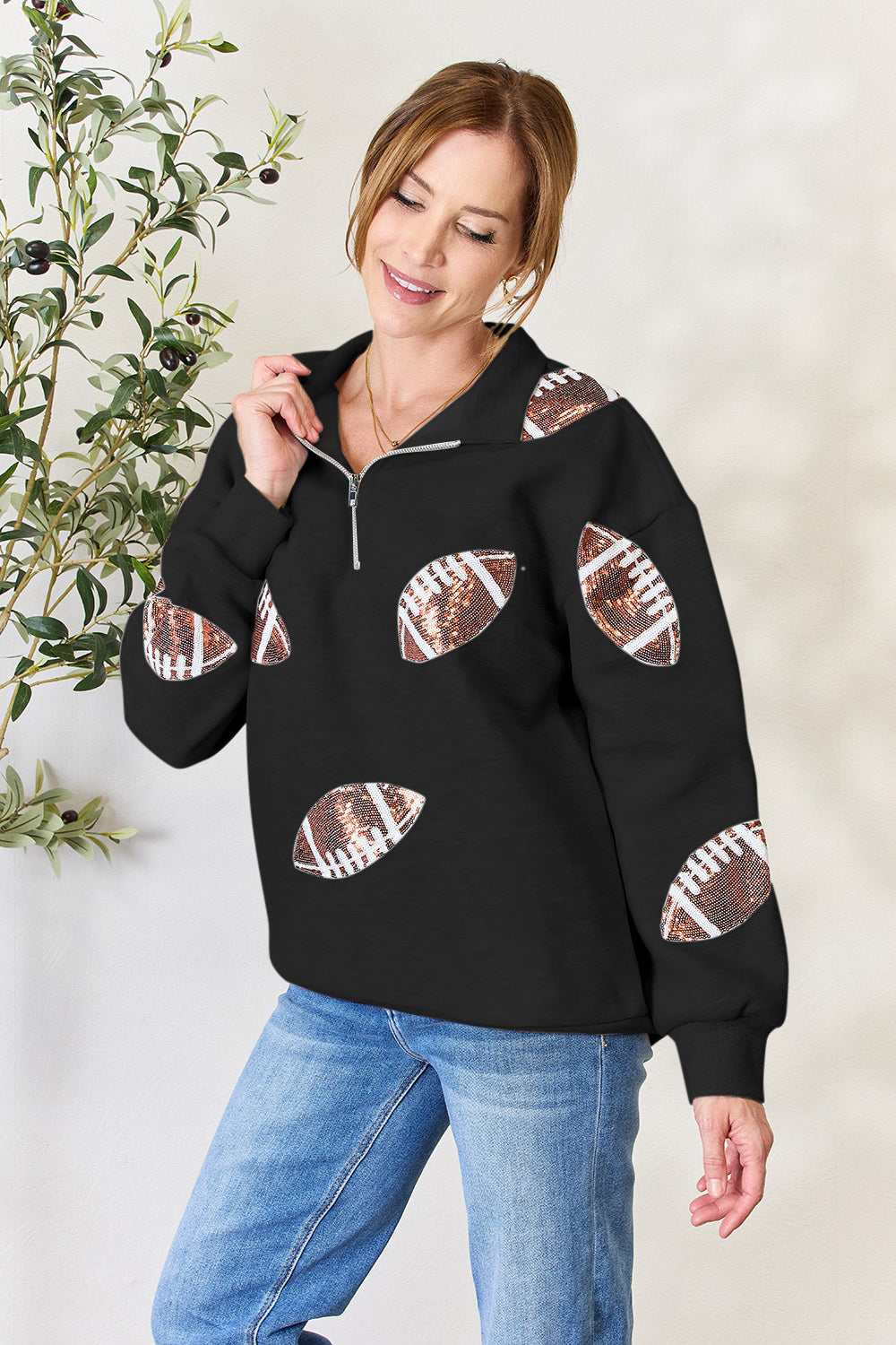 Back-to-School Sequin Football Sweatshirt