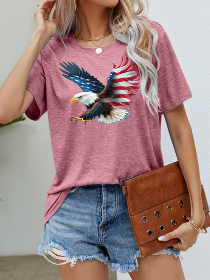 US Flag Eagle Graphic Tee Dusty Pink