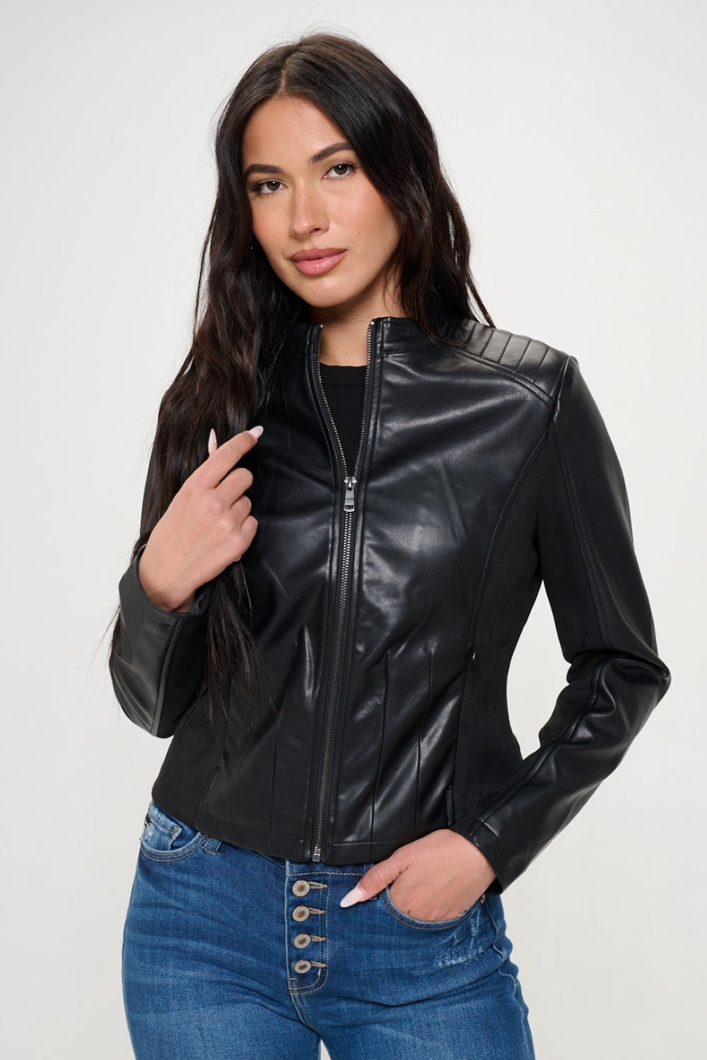 Women's Vegan Moto Jacket Black