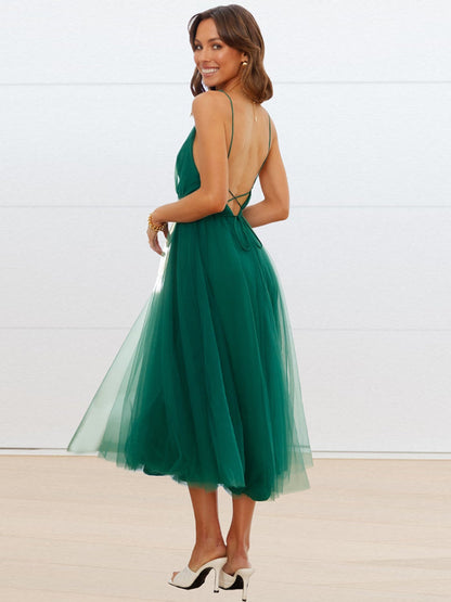 Sexy Backless Crisscross Midi Dress