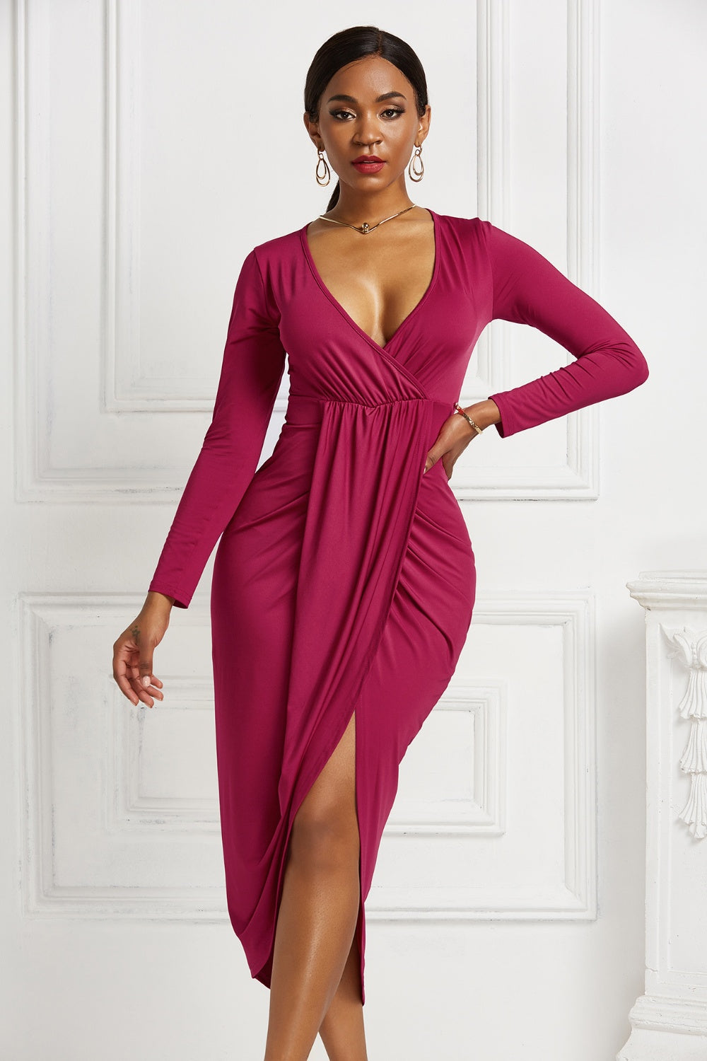 Trendy Ruched High-Low Dress