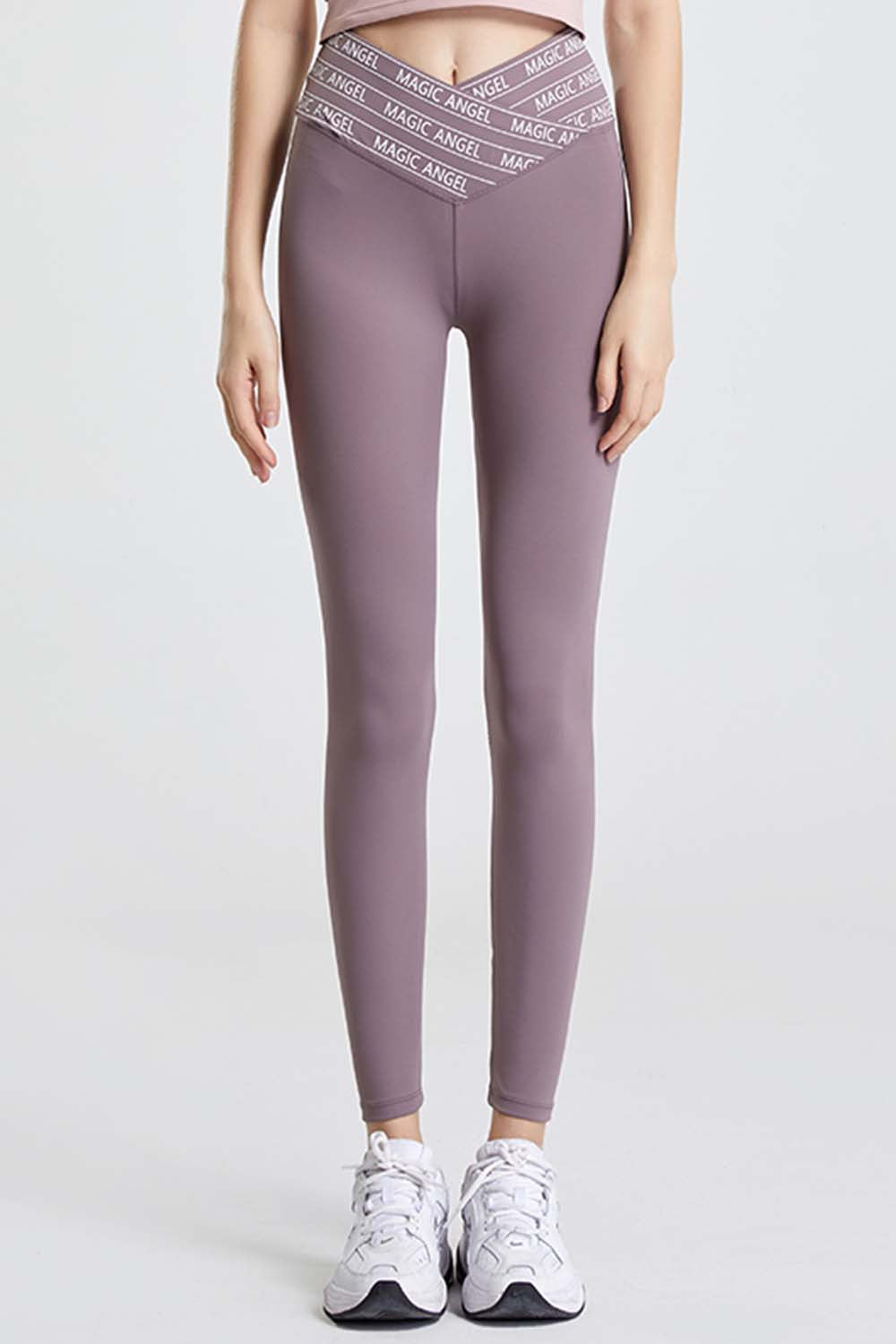 Wide Waistband Sports Pants Mauve