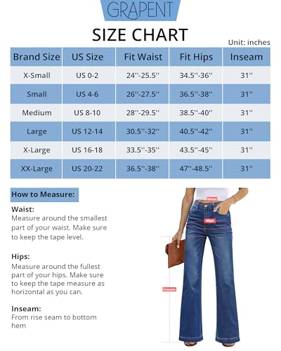 Rfm Jeans - GRAPENT Womens Flare Jeans High Waisted Wide Leg Baggy Jean for Women Stretch Denim Pants