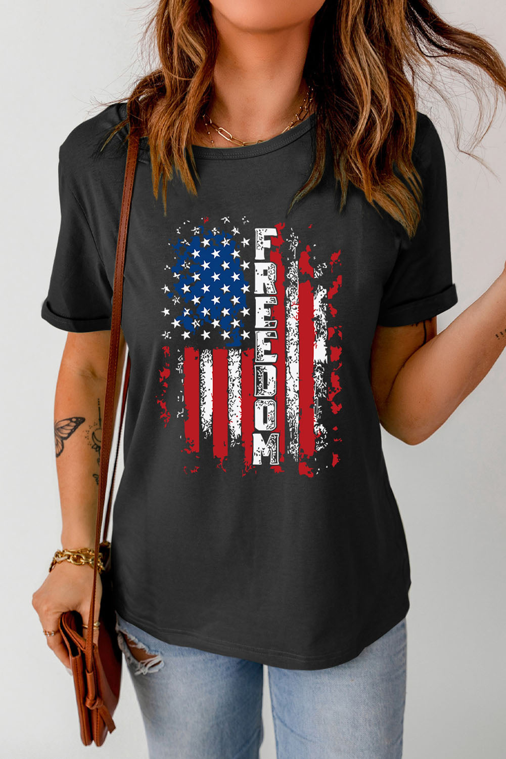 American Flag Tee Black