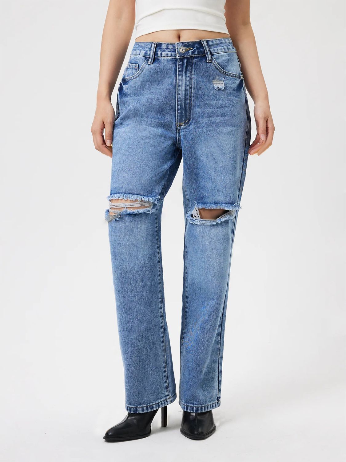 Distressed Jeans with Pockets Medium