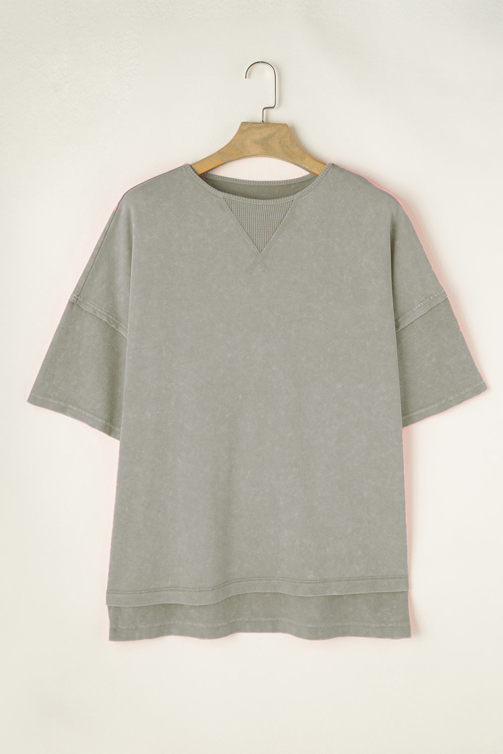 Plus Size Round Neck Half Sleeve T-Shirt Gray