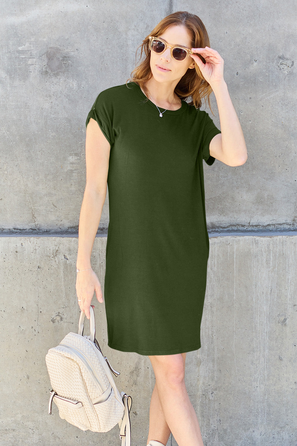 Essential Back-to-School Dress with Pockets Matcha Green