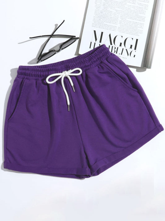 Drawstring Shorts with Pockets Violet