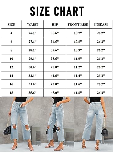 Rfm Jeans - LOLONG High Waisted Ripped Flare Jeans for Women Casual Distressed Pants