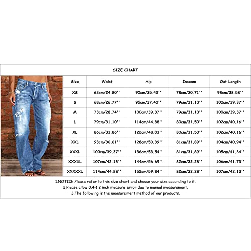 Rfm Jeans - Ripped Jeans for Women Plus Size Straight Leg Jeans Low Rise Y2k Baggy Jeans Trendy Boyfriend Trouser Jeans