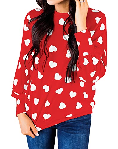 Heart Shirt - Ivay Womens Heart Printed Long Sleeve Tops Tee Shirts White Heart