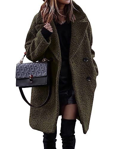 Blue Coat - BTFBM Women 2024 Winter Faux Fur Coats Lapel Long Sleeve Fuzzy Fleece Outerwear Button Down Sherpa Jackets Fall Outfits Solid Army Green