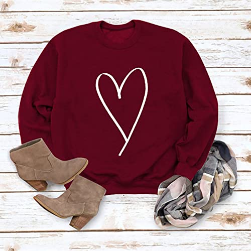 Heart Shirt - Valentines Day Crewneck Pullover Shirts Women Long Sleeve Love Heart Sweatshirts Graphic Lover Gift Mothers Day